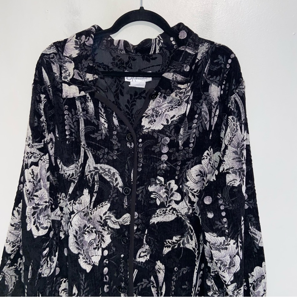 Dressbarn Jacket Womens Plus Size 24 Reversible Tapestry Floral Brocade Artsy - Picture 8 of 13
